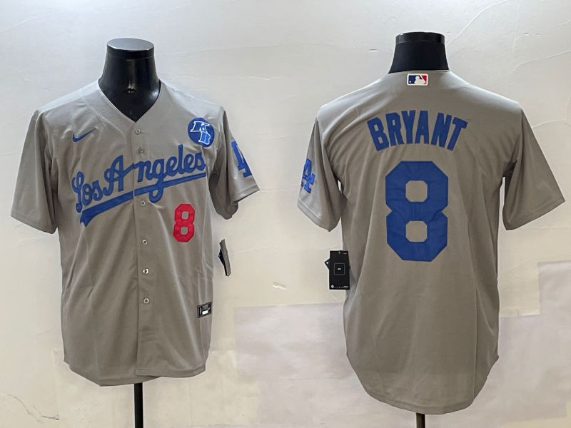 Men Los Angeles Dodgers #8 Bryant Grey Game 2025 Nike MLB Jersey style 1